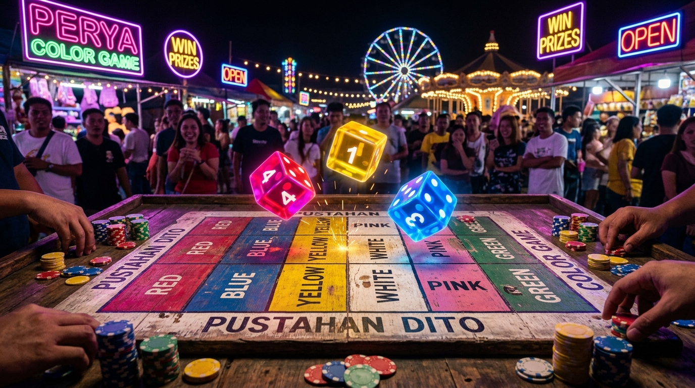 Traditional Perya Color Game 3 Dice on Table